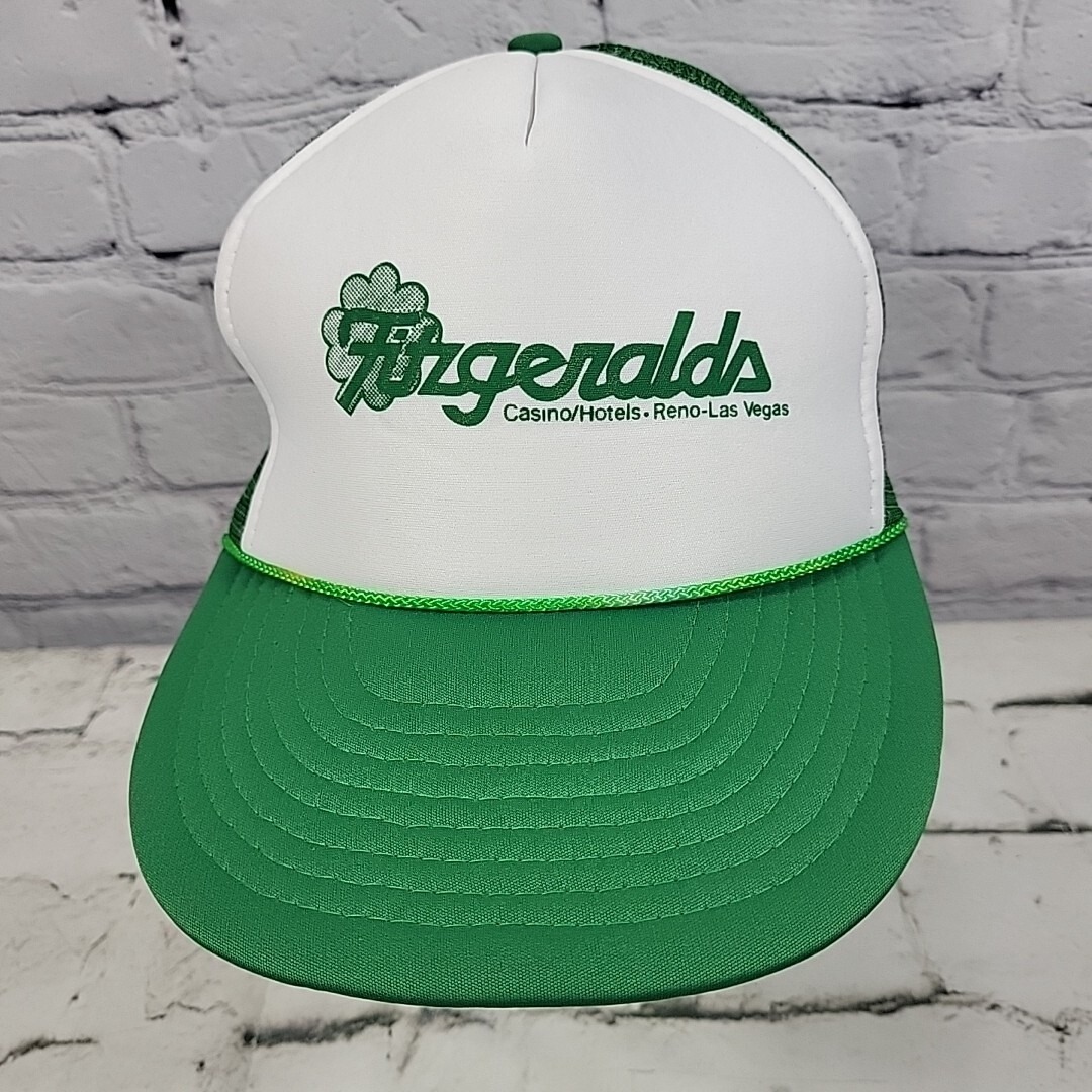 Vintage Trucker Hat Fitzgeralds Casino Rope Foam Front Snapback Green Nissin Cap